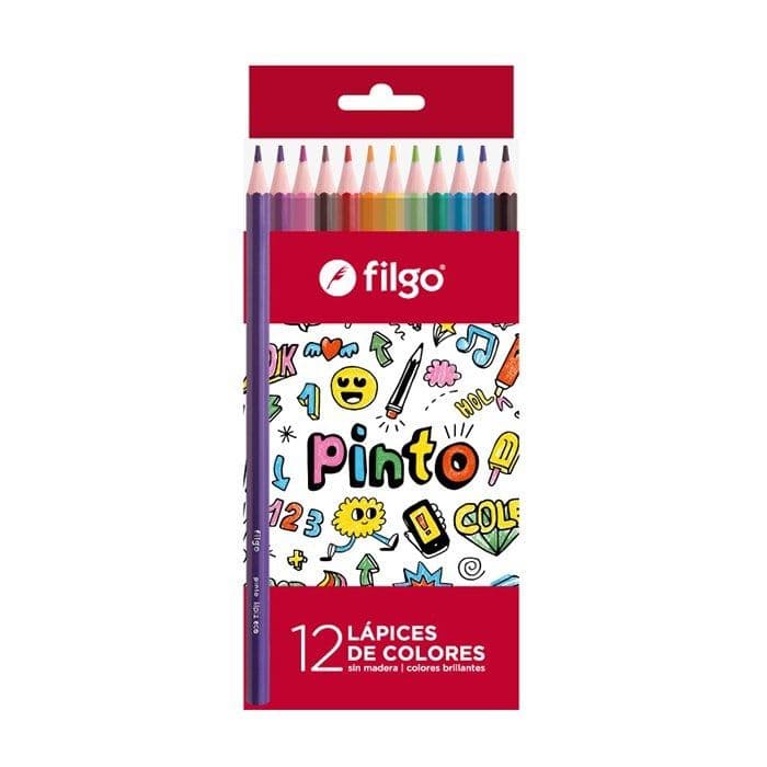 Lapices colores de resina Pinto / Estuche x 12 surtido - FILGO